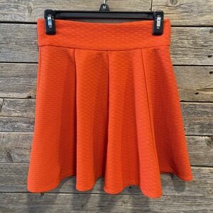 Mi Ami Women's Orange Mini Skirt Size Small Fit And Flared Zip On